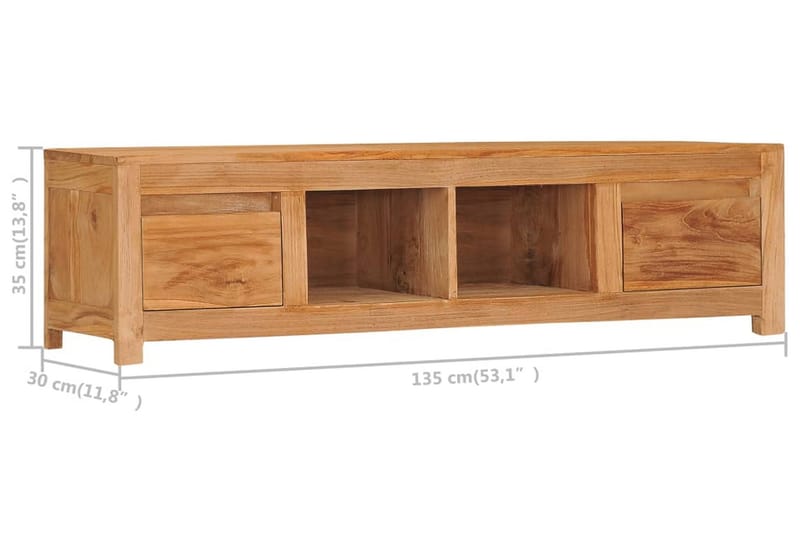 TV-bänk 135x30x35 cm massiv teak - Brun - Möbler - TV- & Mediamöbler - TV bänk & mediabänk