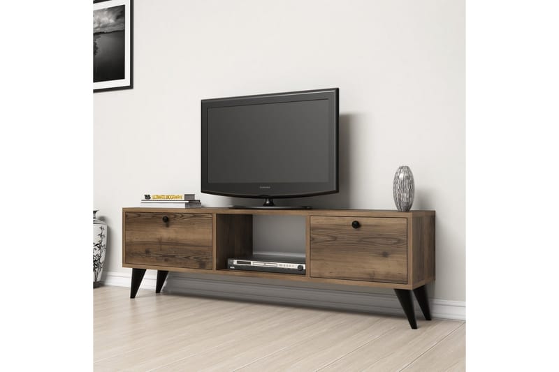 Tv-bänk 138 cm - Valnöt/Svart - Möbler - TV- & Mediamöbler - TV bänk & mediabänk