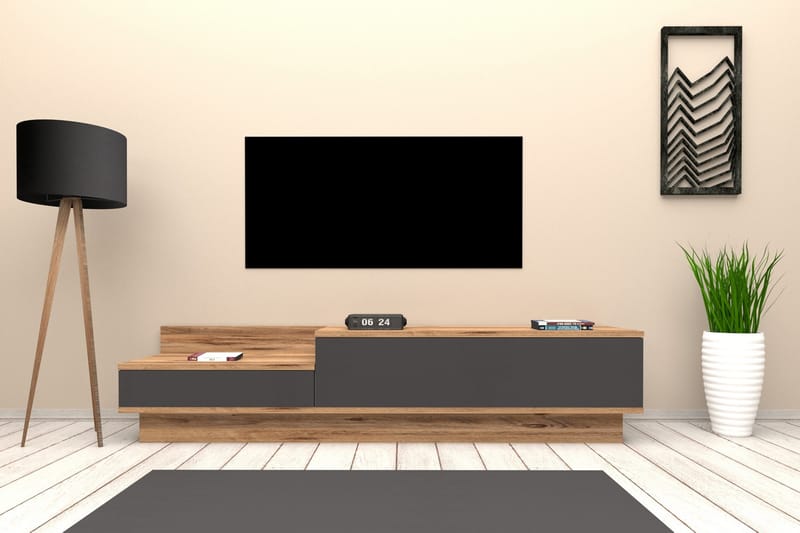 Tv-bänk 160 cm - Natur/Antracit - Möbler - TV- & Mediamöbler - TV bänk & mediabänk