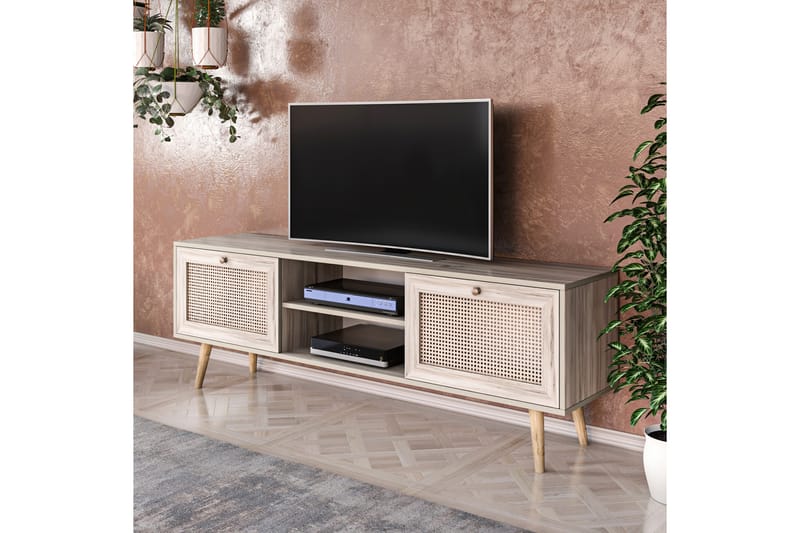 Tv-bänk 180 cm 2 Skåp - Sand/Natur - M�öbler - TV- & Mediamöbler - TV bänk & mediabänk