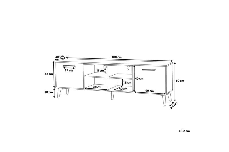 Tv-Bänk Alloa 40x180 cm - Trä|Natur - Möbler - TV- & Mediamöbler - TV bänk & mediabänk