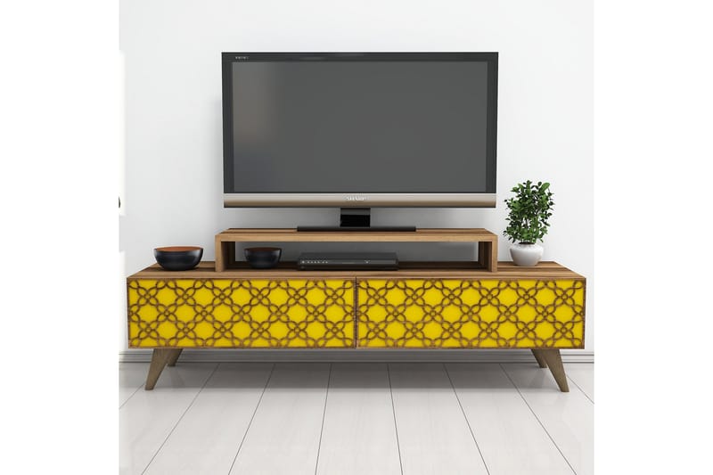 TV-Bänk Amtorp 140 cm - Brun|Gul - Möbler - TV- & Mediamöbler - TV bänk & mediabänk