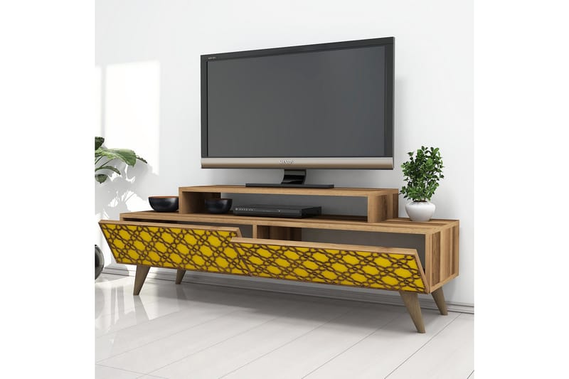 TV-Bänk Amtorp 140 cm - Brun|Gul - Möbler - TV- & Mediamöbler - TV bänk & mediabänk