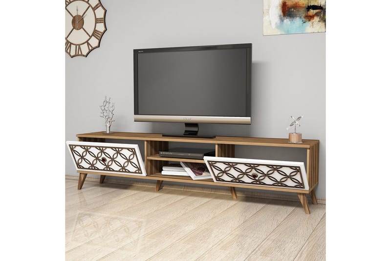 TV-Bänk Amtorp 180 cm - Brun|Vit - Möbler - TV- & Mediamöbler - TV bänk & mediabänk