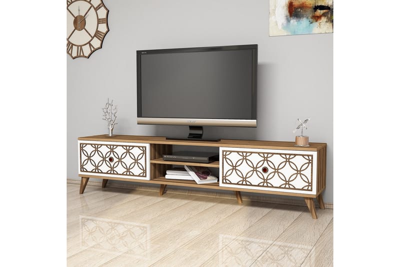 TV-Bänk Amtorp 180 cm - Brun|Vit - Möbler - TV- & Mediamöbler - TV bänk & mediabänk