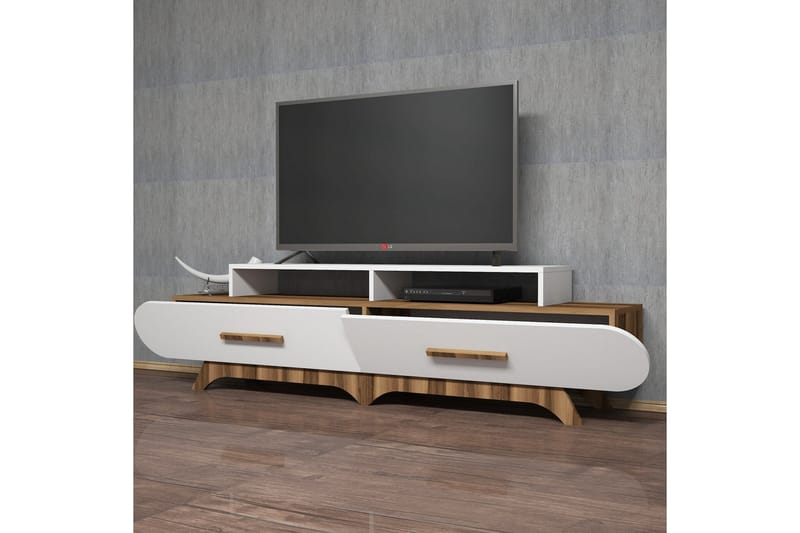 TV-Bänk Amtorp 205 cm - Brun|Vit - Möbler - TV- & Mediamöbler - TV bänk & mediabänk