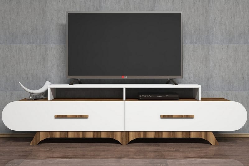 TV-Bänk Amtorp 205 cm - Brun|Vit - Möbler - TV- & Mediamöbler - TV bänk & mediabänk