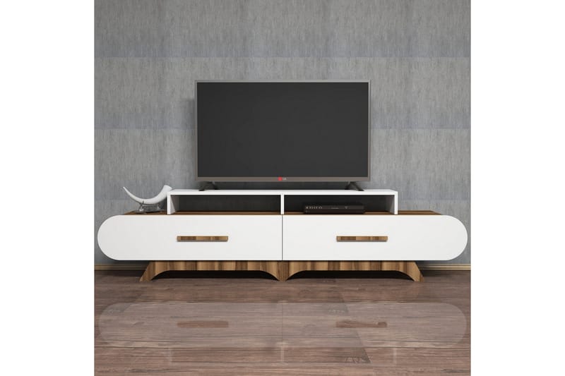 TV-Bänk Amtorp 205 cm - Brun|Vit - Möbler - TV- & Mediamöbler - TV bänk & mediabänk