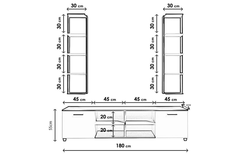 Tv-bänk Ancelle 180 cm - Svart/Vit - Möbler - TV- & Mediamöbler - TV bänk & mediabänk