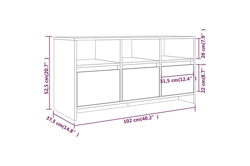 TV-bänk betonggrå 102x37,5x52,5 cm spånskiva - Grå - Möbler - TV- & Mediamöbler - TV bänk & mediabänk