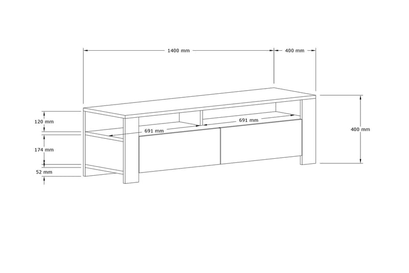 Tv-bänk Camern 140 cm - Antracit - Möbler - TV- & Mediamöbler - TV bänk & mediabänk