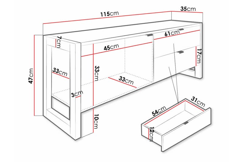 Tv-bänk Carbost 115x35 cm - Svart - Möbler - TV- & Mediamöbler - TV bänk & mediabänk