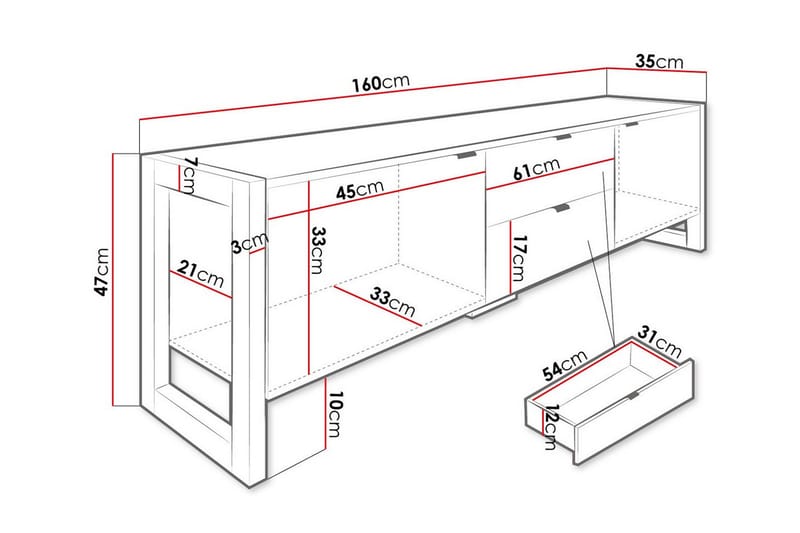 Tv-bänk Carbost 160x35 cm - Svart - Möbler - TV- & Mediamöbler - TV bänk & mediabänk