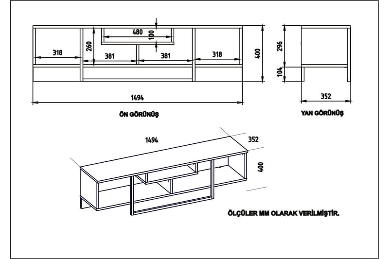 TV-Bänk Chintala 149 cm - Valnöt|Svart - Möbler - TV- & Mediamöbler - TV bänk & mediabänk