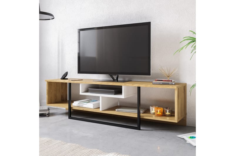 TV-Bänk Chintala 149 cm - Vit/Svart/Ek - Möbler - TV- & Mediamöbler - TV bänk & mediabänk