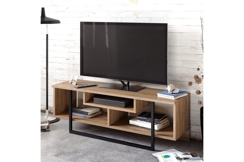 TV-Bänk Cyrine 119 cm - Valnöt|Svart - Möbler - TV- & Mediamöbler - TV bänk & mediabänk