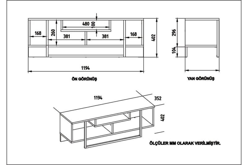 TV-Bänk Cyrine 119 cm - Valnöt|Svart - Möbler - TV- & Mediamöbler - TV bänk & mediabänk