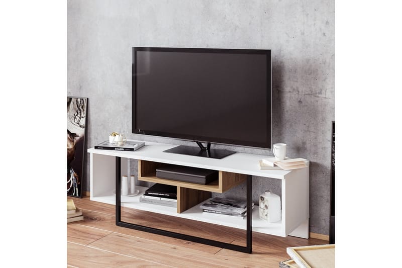 TV-Bänk Cyrine 119 cm - Vit/Svart - Möbler - TV- & Mediamöbler - TV bänk & mediabänk