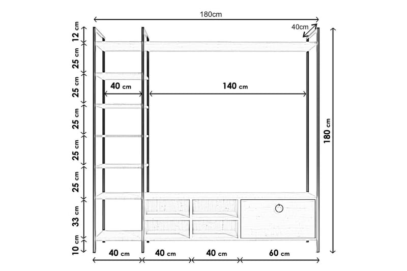 Tv-bänk Demirler 180 cm - Natur - Möbler - TV- & Mediamöbler - TV bänk & mediabänk