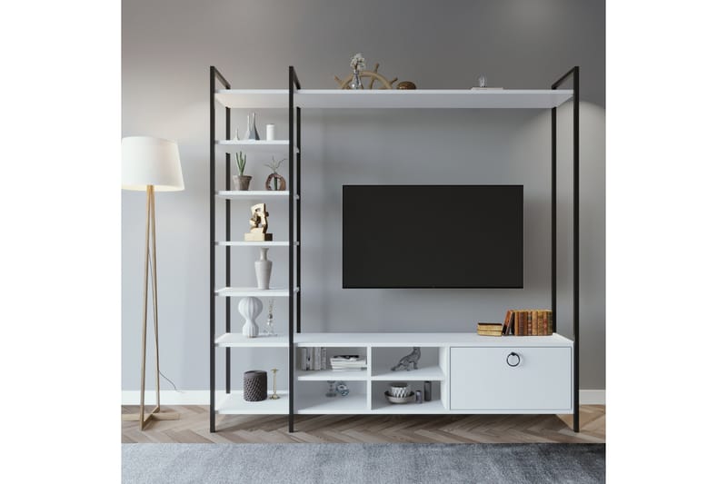 Tv-bänk Demirler 180 cm - Vit - Möbler - TV- & Mediamöbler - TV bänk & mediabänk