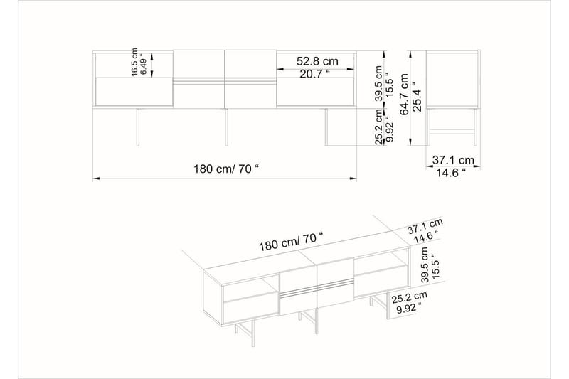 Tv-bänk Derine 180 cm - Svart - Möbler - TV- & Mediamöbler - TV bänk & mediabänk