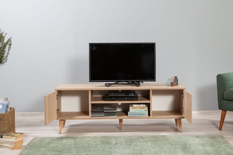 Tv-bänk Dirk 140 cm Körsbärsblom - Brun/Grön - Möbler - TV- & Mediamöbler - TV bänk & mediabänk