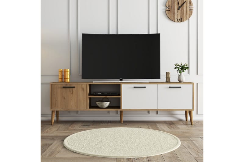 Tv-bänk Essexa 180x35 cm Brun/Vit - Hanah Home - Möbler - TV- & Mediamöbler - TV bänk & mediabänk