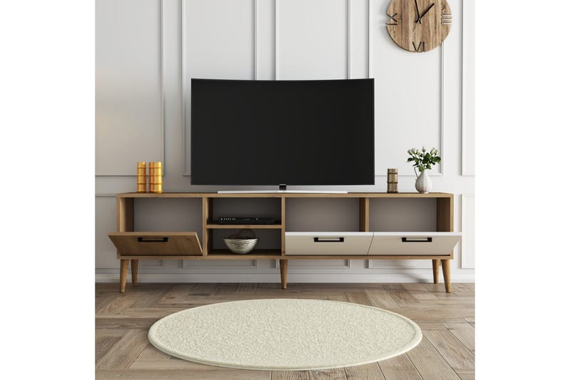 Tv-bänk Essexa 180x35 cm Brun/Vit - Hanah Home - Möbler - TV- & Mediamöbler - TV bänk & mediabänk