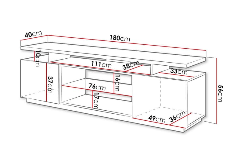 TV-bänk Eva 180 cm - Svart - Möbler - TV- & Mediamöbler - TV bänk & mediabänk