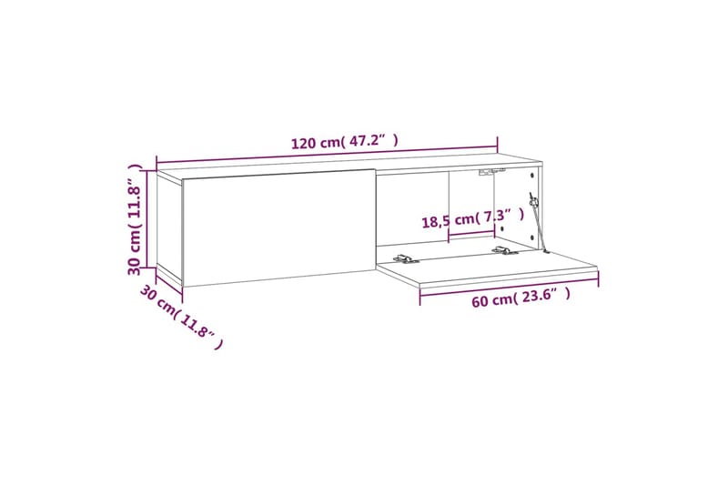 TV-bänk för vägg brun ek 120x30x30 cm konstruerat trä - Brun - Möbler - TV- & Mediamöbler - TV bänk & mediabänk