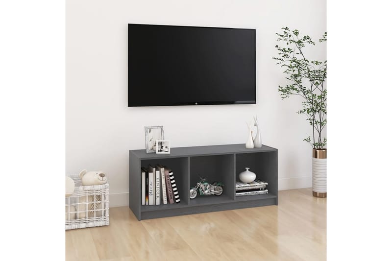 TV-bänk gr�å 104x33x41 cm massiv furu - Grå - Möbler - TV- & Mediamöbler - TV bänk & mediabänk