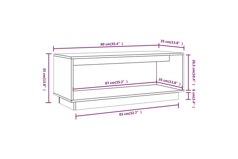 Tv-bänk grå 90x35x35 cm massiv furu - Grå - Möbler - TV- & Mediamöbler - TV bänk & mediabänk