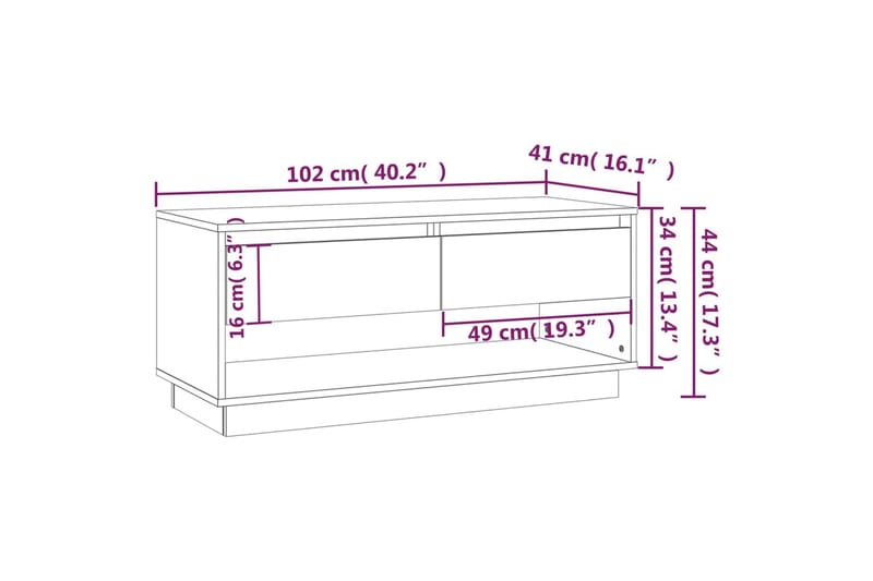 TV-bänk grå sonoma-ek 102x41x44 cm spånskiva - Grå - Möbler - TV- & Mediamöbler - TV bänk & mediabänk