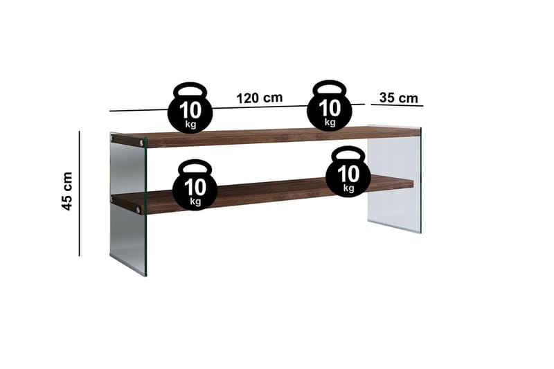 TV-bänk Grinstad 120 cm - Brun/Glas - Möbler - TV- & Mediamöbler - TV bänk & mediabänk