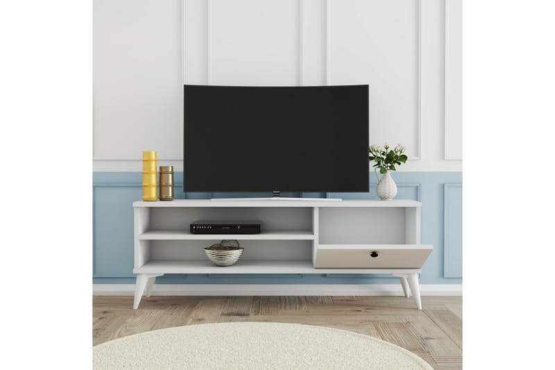 Tv-bänk Herston 120 cm - Vit - Möbler - TV- & Mediamöbler - TV bänk & mediabänk