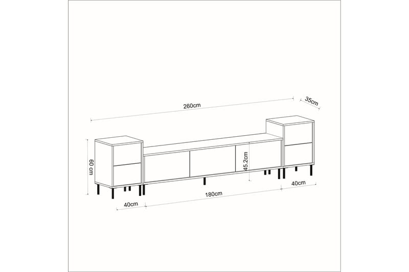 Tv-bänk Imaj 260 cm - Guld/Svart/Vit - Möbler - TV- & Mediamöbler - TV bänk & mediabänk