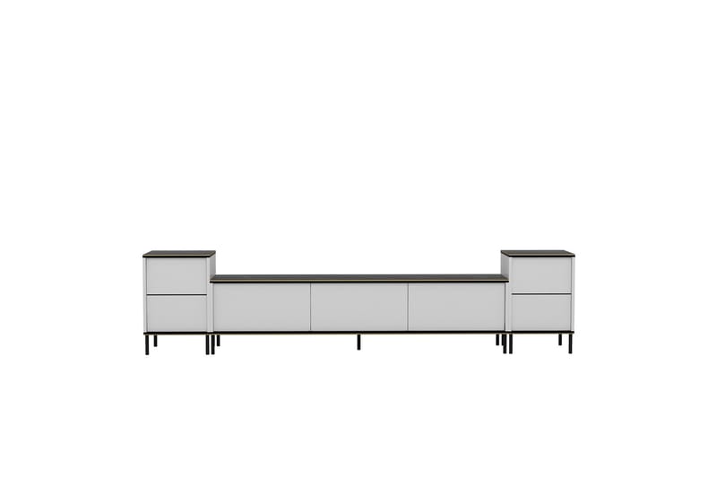 Tv-bänk Imaj 260 cm - Guld/Svart/Vit - Möbler - TV- & Mediamöbler - TV bänk & mediabänk