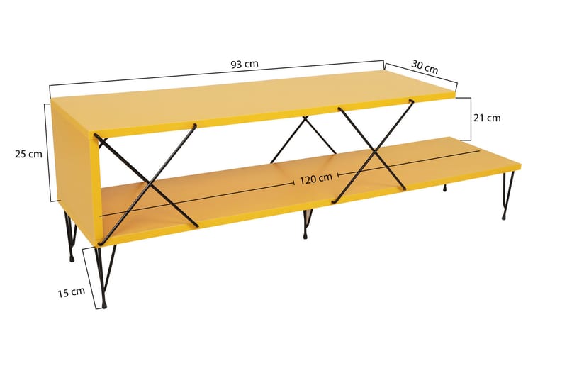 Tv-bänk Jaennis 120 cm - Gul - Möbler - TV- & Mediamöbler - TV bänk & mediabänk