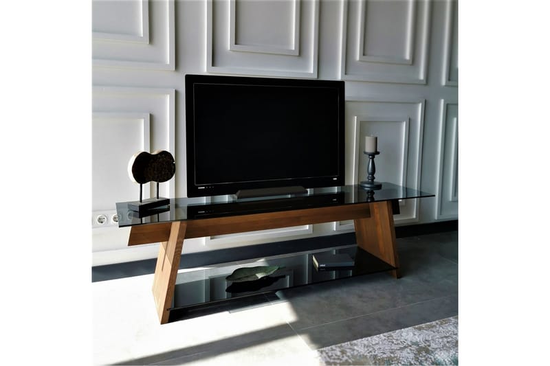 TV-Bänk Jordanchristoph 158 cm - Valnöt|Svart - Möbler - TV- & Mediamöbler - TV bänk & mediabänk