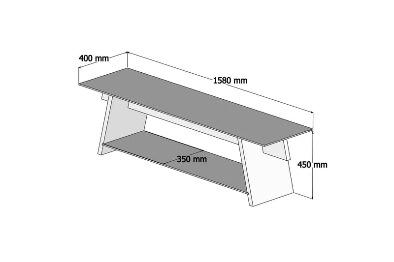 TV-Bänk Jordanchristoph 158 cm - Valnöt|Svart - Möbler - TV- & Mediamöbler - TV bänk & mediabänk