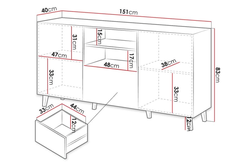 Tv-bänk Juniskär 40x82x150 cm - Svart - Möbler - TV- & Mediamöbler - TV bänk & mediabänk