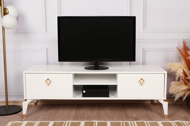 Tv-bänk Kuzadu 143 cm - Vit - Möbler - TV- & Mediamöbler - TV bänk & mediabänk