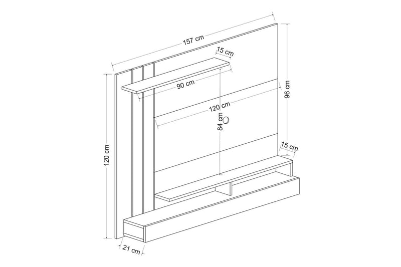 Tv-bänk Lawrance 157 cm - Ek/Grå - Möbler - TV- & Mediamöbler - TV bänk & mediabänk