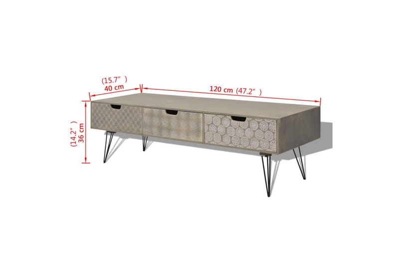 TV-bänk med 3 lådor 120x40x36 cm grå - Grå - Möbler - TV- & Mediamöbler - TV bänk & mediabänk