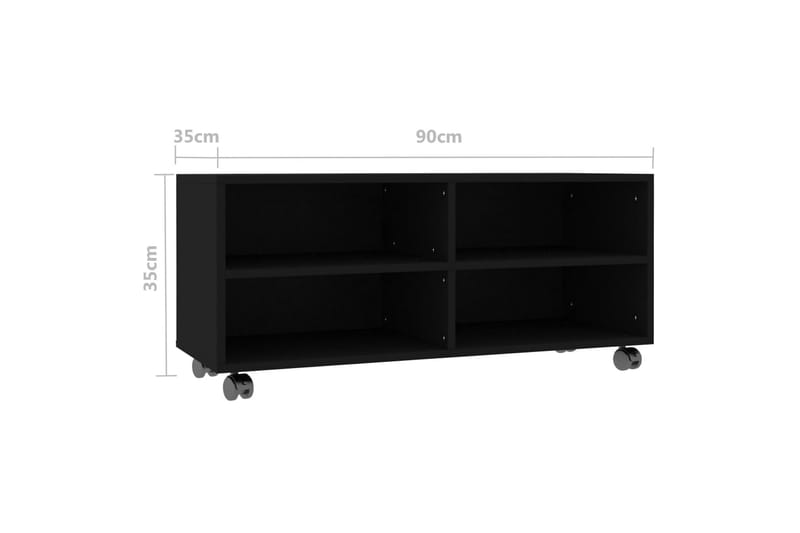 TV-bänk med hjul svart 90x35x35 cm spånskiva - Svart - Möbler - TV- & Mediamöbler - TV bänk & mediabänk