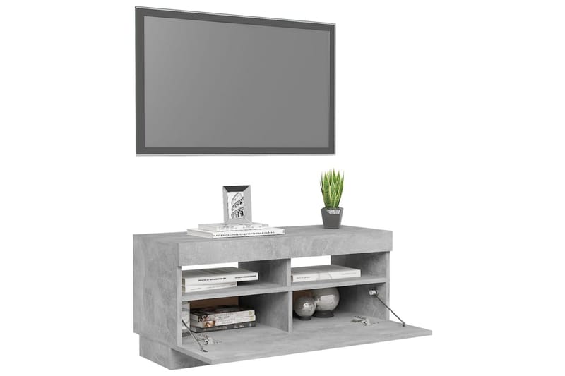 TV-bänk med LED-belysning betonggrå 80x35x40 cm - Grå - Möbler - TV- & Mediamöbler - TV bänk & mediabänk