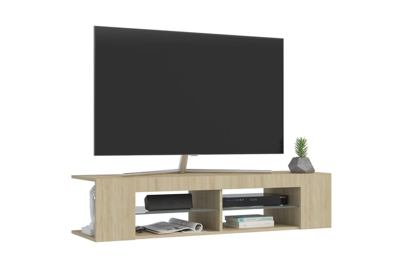 TV-bänk med LED-belysning sonoma-ek 135x39x30 cm - Brun - Möbler - TV- & Mediamöbler - TV bänk & mediabänk