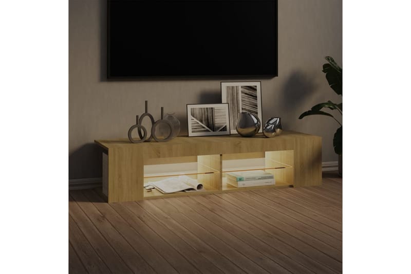 TV-bänk med LED-belysning sonoma-ek 135x39x30 cm - Brun - Möbler - TV- & Mediamöbler - TV bänk & mediabänk