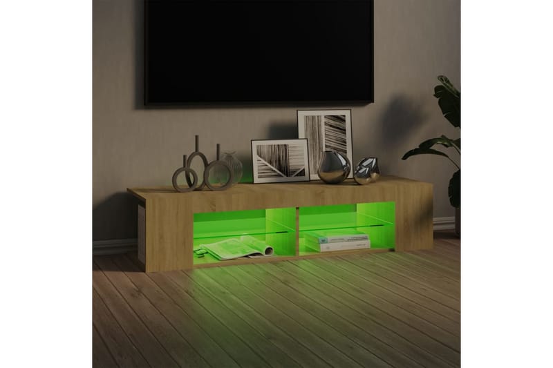 TV-bänk med LED-belysning sonoma-ek 135x39x30 cm - Brun - Möbler - TV- & Mediamöbler - TV bänk & mediabänk