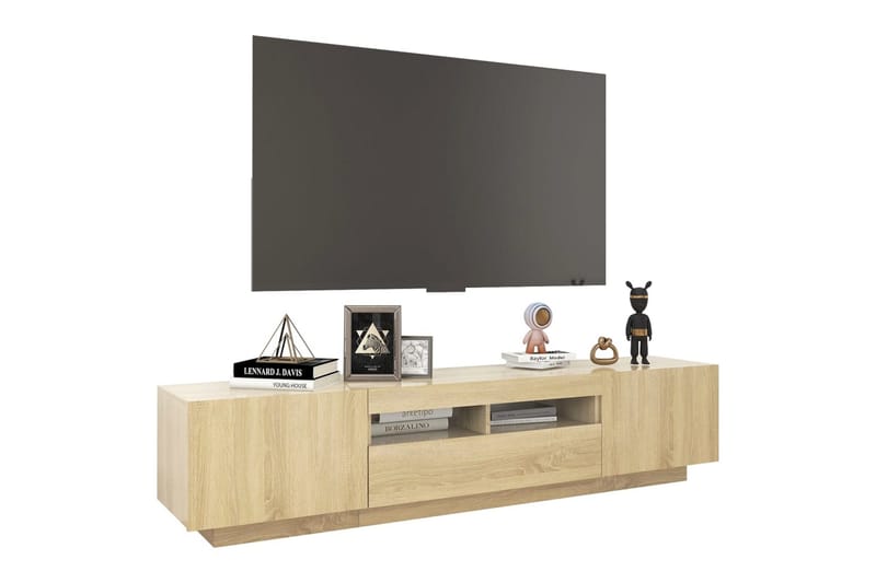 TV-bänk med LED-belysning sonoma-ek 180x35x40 cm - Brun - Möbler - TV- & Mediamöbler - TV bänk & mediabänk